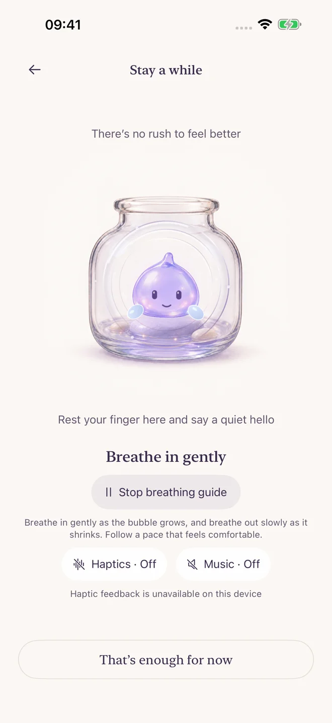 Take a quiet moment — App screen