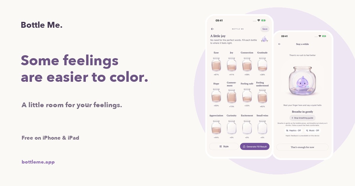 Bottle Me — Color your feelings. Pause with the Bottle Spirit.